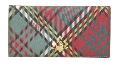 Vivienne Westwood Long Wallet, &pound;110, Accessories, Blue/Red/Yellow, Canvas/Leather, Front view